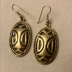 Tribal Drop Earrings Brass Gold